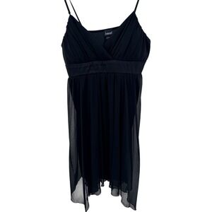 Fredericks of Hollywood Black Sheer Babydoll Chemise Pleated Empire Waist XL